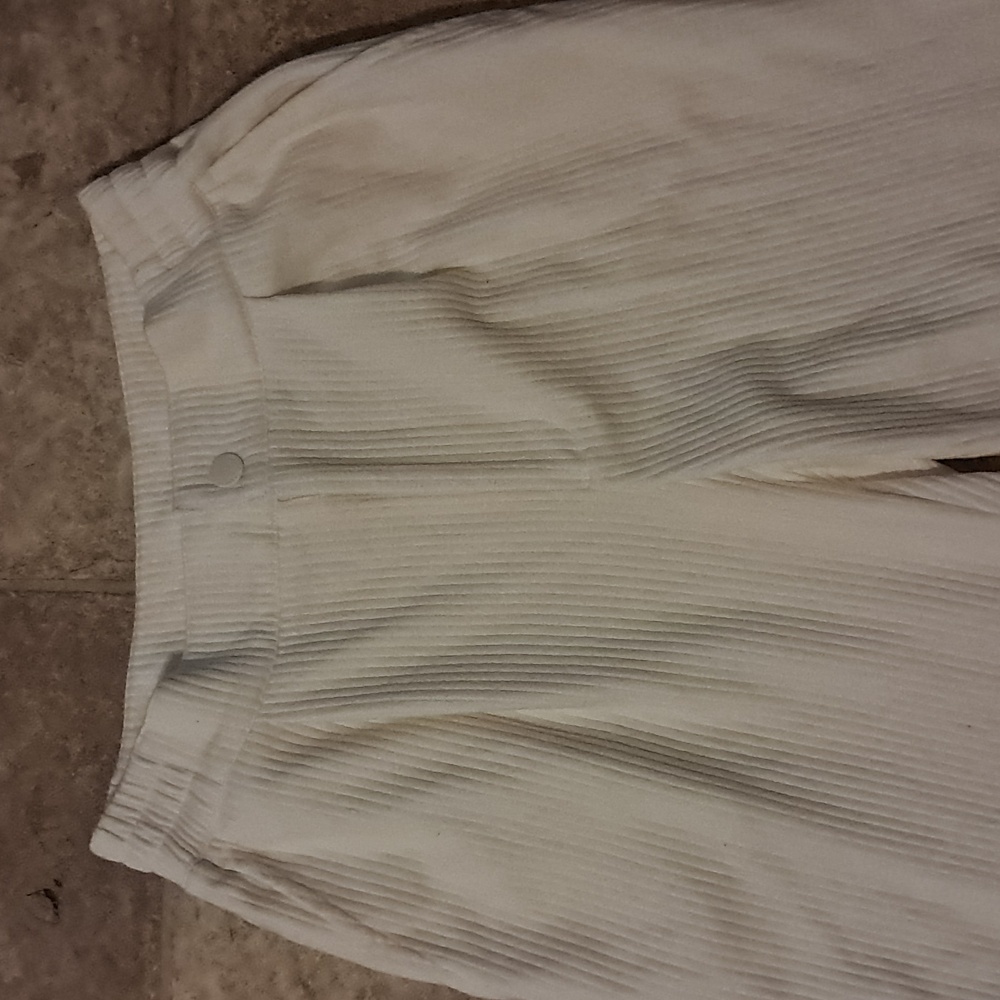 Varley Abedeen Ribbed Cream Straight Leg Cord Sweat Cotton Blend Pants Pockets - Picture 4 of 10